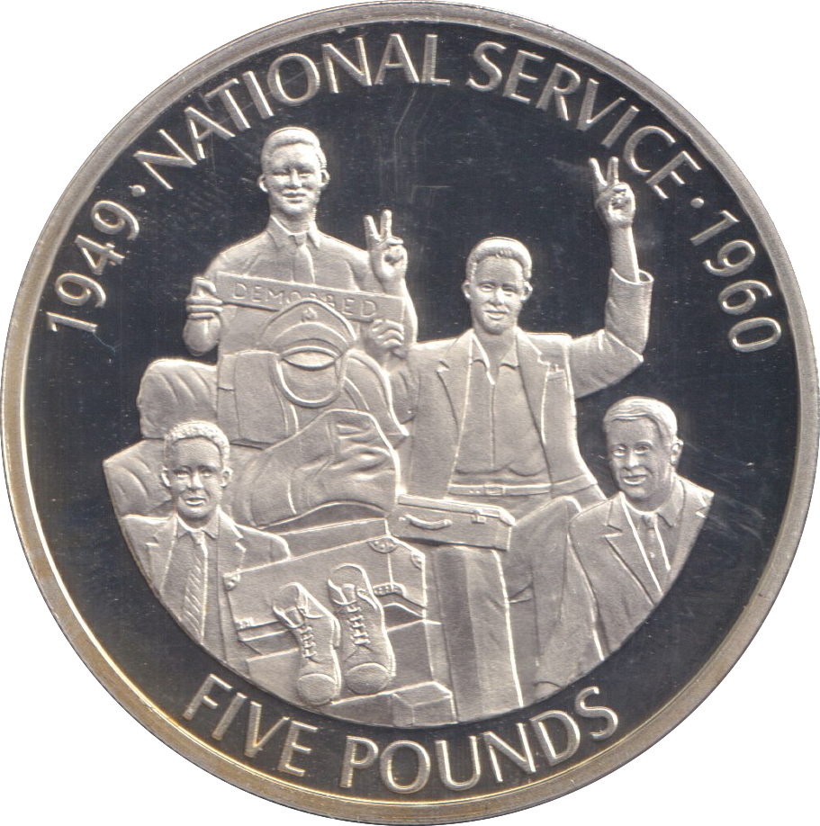 2010 SILVER PROOF FIVE POUNDS GUERNSEY NATIONAL SERVICE