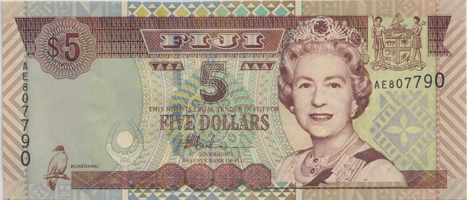 2002 FIVE DOLLARS FIJI BANKNOTE REF-1801