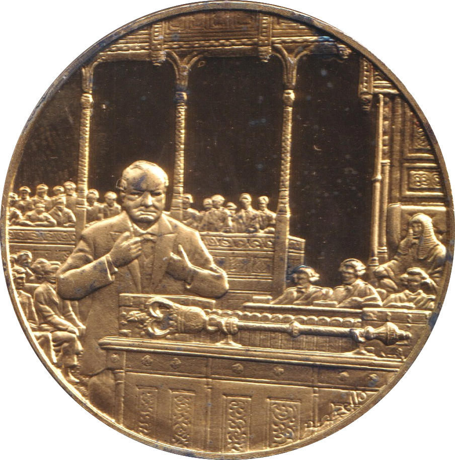1974 SILVER GOLD PLATED WINSTON CHURCHILL WWII MEDALLION