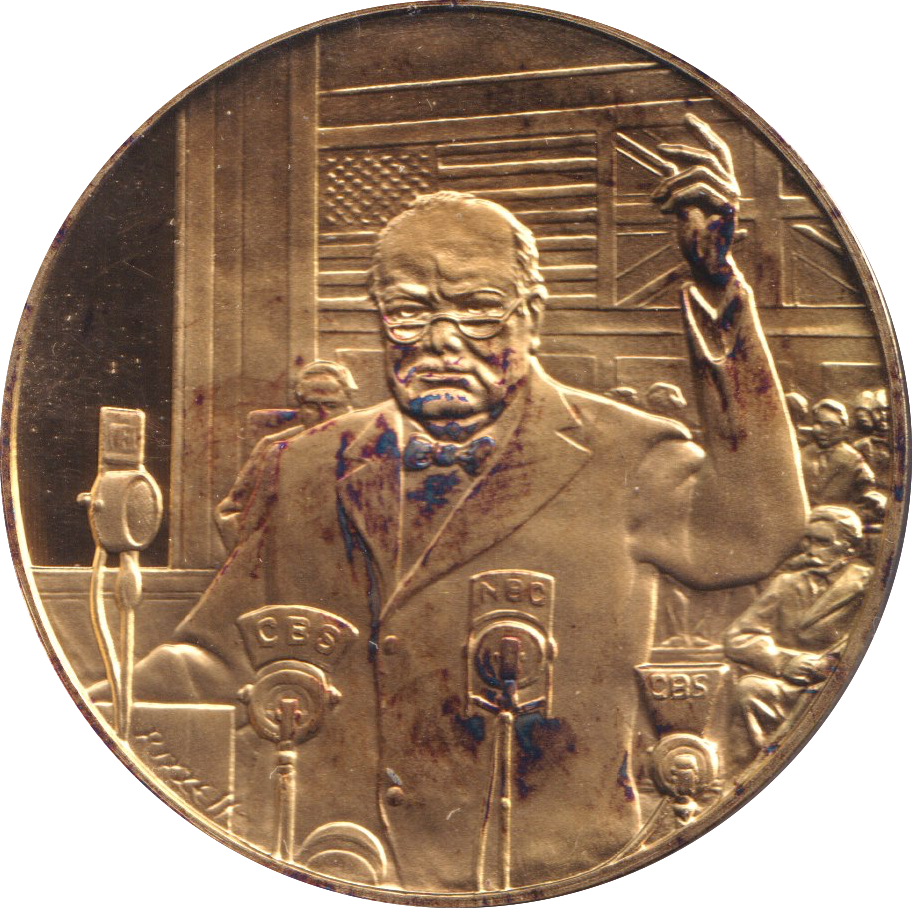 1974 SILVER GOLD PLATED WINSTON CHURCHILL U.S. CONGRESS MEDALLION