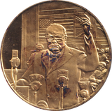 1974 SILVER GOLD PLATED WINSTON CHURCHILL U.S. CONGRESS MEDALLION