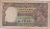 1937 FIVE RUPEES INDIA BANKNOTE REF-1817