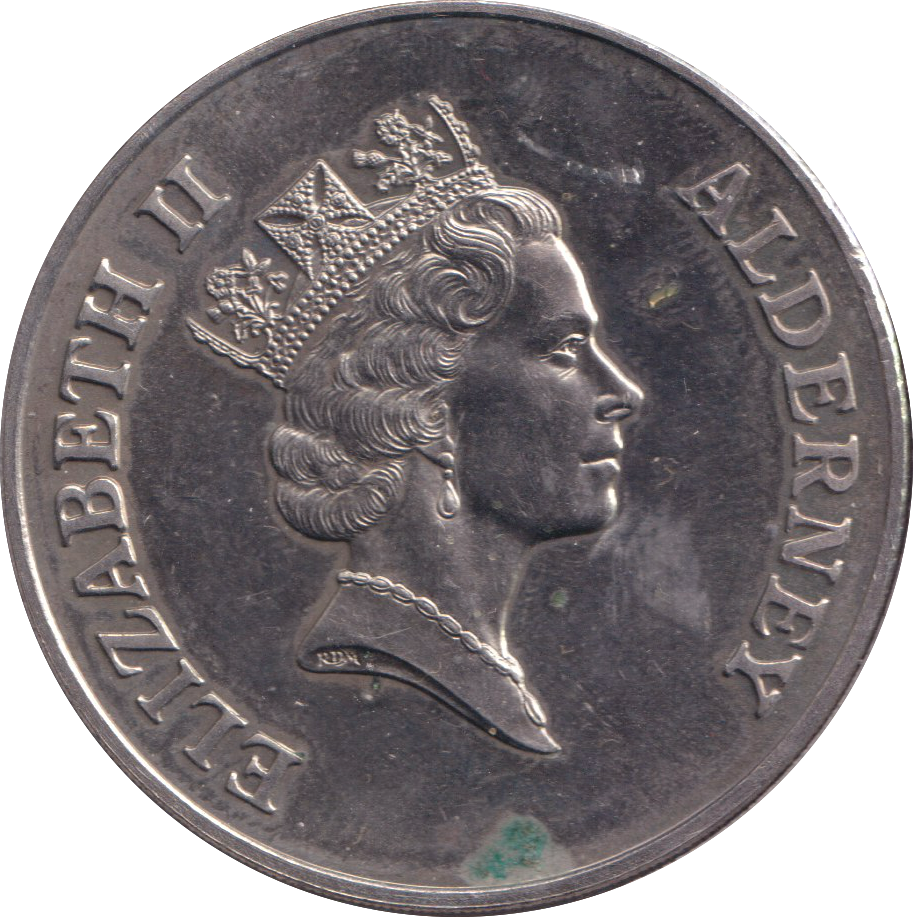 1995 FIVE POUNDS QUEEN ELIZABETH THE QUEEN MOTHER ALDERNEY