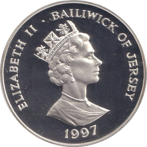 1997 SILVER PROOF 5 POUNDS JERSEY ELIZABETH AND PHILLIP