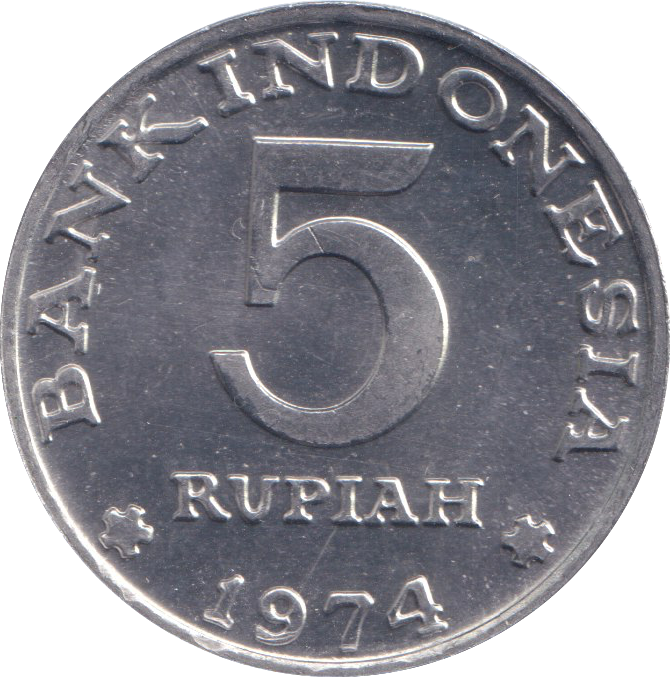1974 FIVE RUPIA INDONESIA