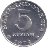 1974 FIVE RUPIA INDONESIA