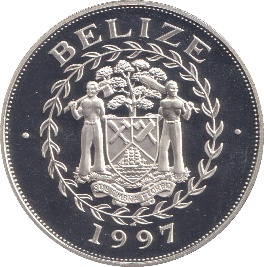 1997 SILVER PROOF 5 DOLLARS BELIZE ELIZABETH AND PHILLIP