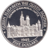 1995 SILVER PROOF 5 DOLLARS BELIZE ELIZABETH THE QUEEN MOTHER