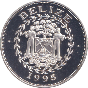 1995 SILVER PROOF 5 DOLLARS BELIZE ELIZABETH THE QUEEN MOTHER