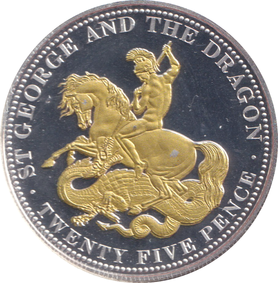 2013 SILVER PROOF 25 PENCE ST GEORGE AND THE DRAGON ST. HELENA