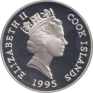 1995 SILVER PROOF 5 DOLLARS COOK ISLANDS ELIZABETH THE QUEEN MOTHER