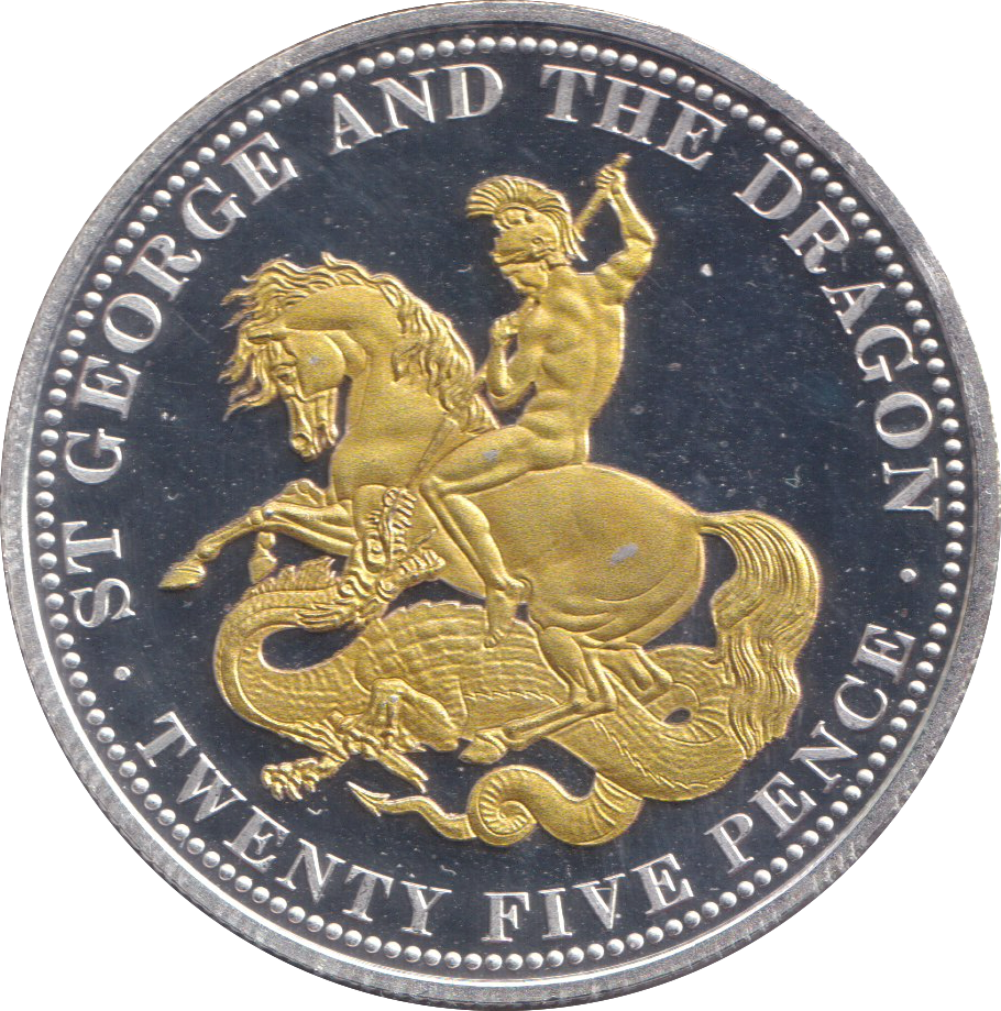 2013 SILVER PROOF 25 PENCE ST GEORGE AND THE DRAGON ST. HELENA