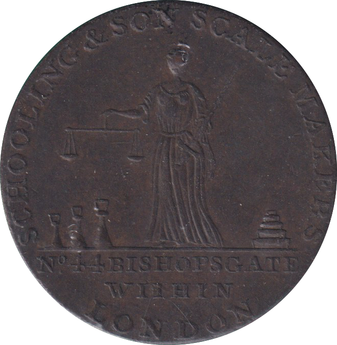 1795 HALFPENNY TOKEN LONDON JUSTICE