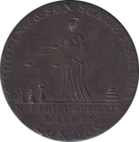 1795 HALFPENNY TOKEN LONDON JUSTICE