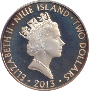 2013 SILVER PROOF 2 DOLLARS NIUE ISLANDS THE QUEENS HOUSE