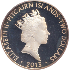 2013 SILVER PROOF 2 DOLLARS PITCAIRN ISLANDS THE BEST SHOW OF ALL