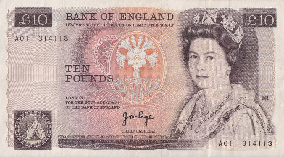 TEN POUNDS BANKNOTE PAGE REF £10-35 ( VF )