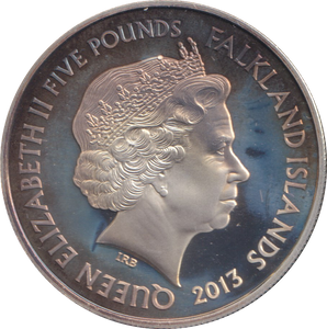 2013 SILVER PROOF FIVE POUNDS FALKLAND ISLANDS HOME