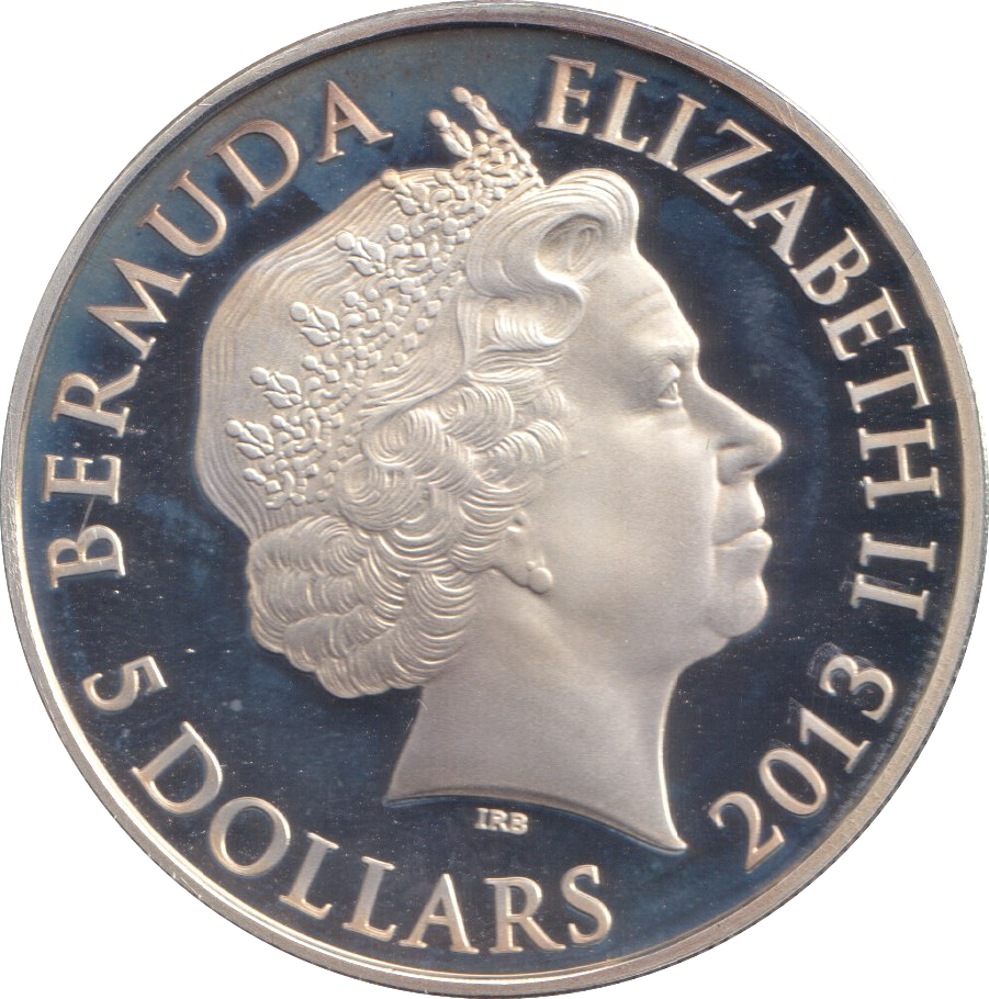 2013 SILVER PROOF FIVE DOLLARS BERMUDA CHANGING OF THE QUEENS GUARD