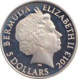 2013 SILVER PROOF FIVE DOLLARS BERMUDA CHANGING OF THE QUEENS GUARD