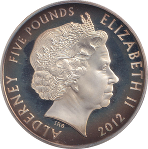 2012 SILVER PROOF FIVE POUNDS ALDERNEY SERVED THEIR COUNTRY