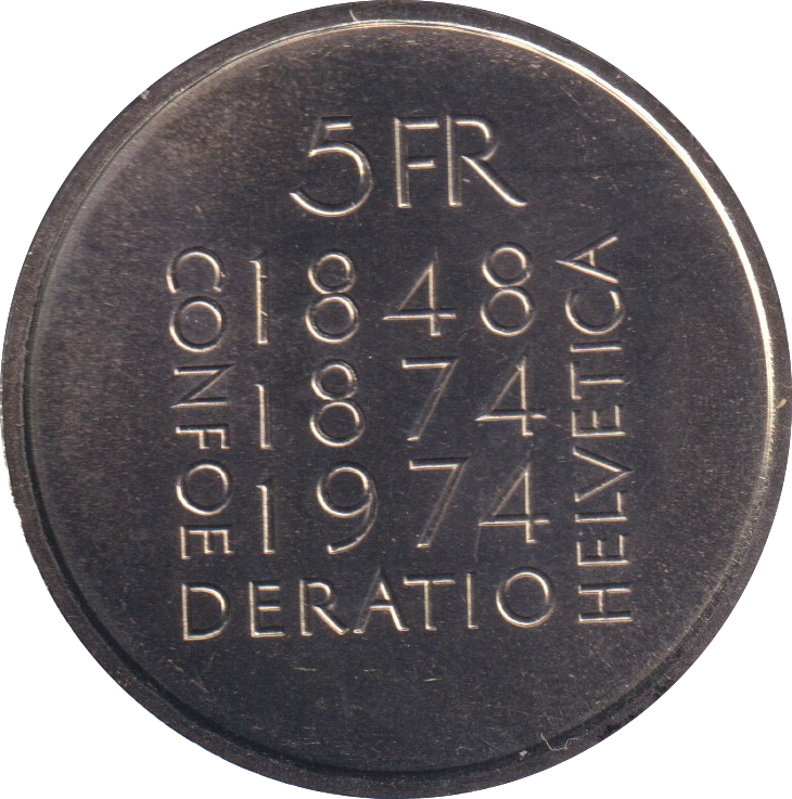 1974 FIVE FRANC SWITZERLAND