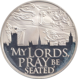 2012 SILVER PROOF FIVE POUNDS ALDERNEY MY LORDS, PRAY BE SEATED