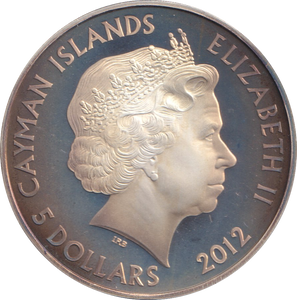 2012 SILVER PROOF FIVE DOLLARS CAYMAN I NAME THIS SHIP BRITANNIA