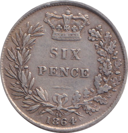 1864 SIXPENCE ( VF )