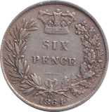 1864 SIXPENCE ( VF )