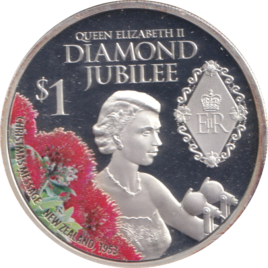 2012 SILVER PROOF 1 DOLLAR NEW ZEALAND DIAMOND JUBILEE