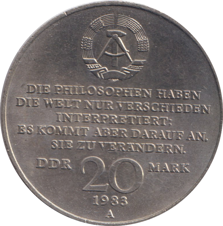 1983 20 MARK KARL MARX GERMAN DEMOCRATIC REPUBLIC