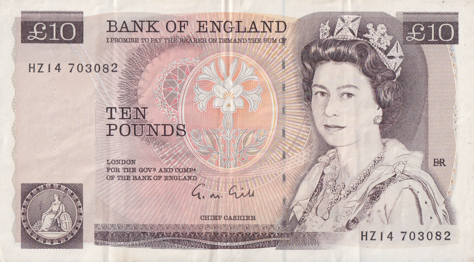 TEN POUNDS BANKNOTE GILL REF £10-37 ( VF )