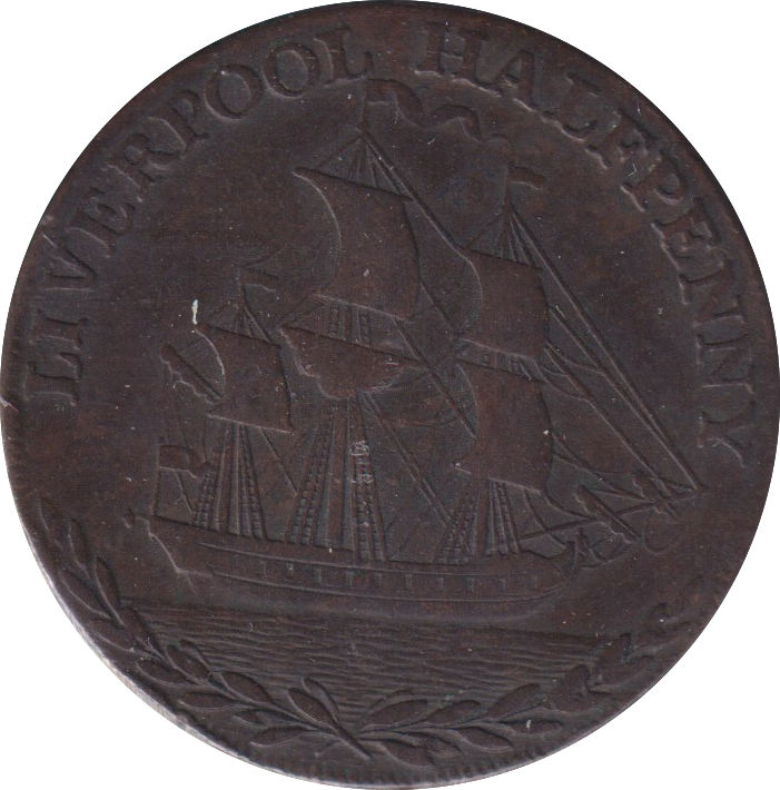 1791 HALFPENNY TOKEN LIVERPOOL SHIP
