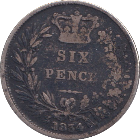 1834 SIX PENCE ( GF )