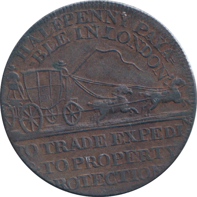 1795 HALFPENNY TOKEN MAIL COACH