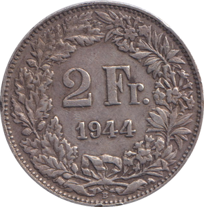 1944 SILVER SWITZERLAND 2 FRANC