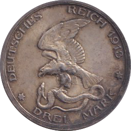 1913 SILVER GERMANY 3 MARK