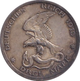 1913 SILVER GERMANY 3 MARK