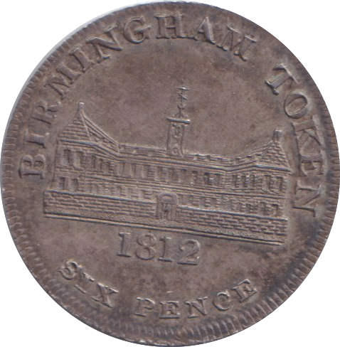 1812 BIRMINGHAM WORKHOUSE SIXPENCE TOKEN