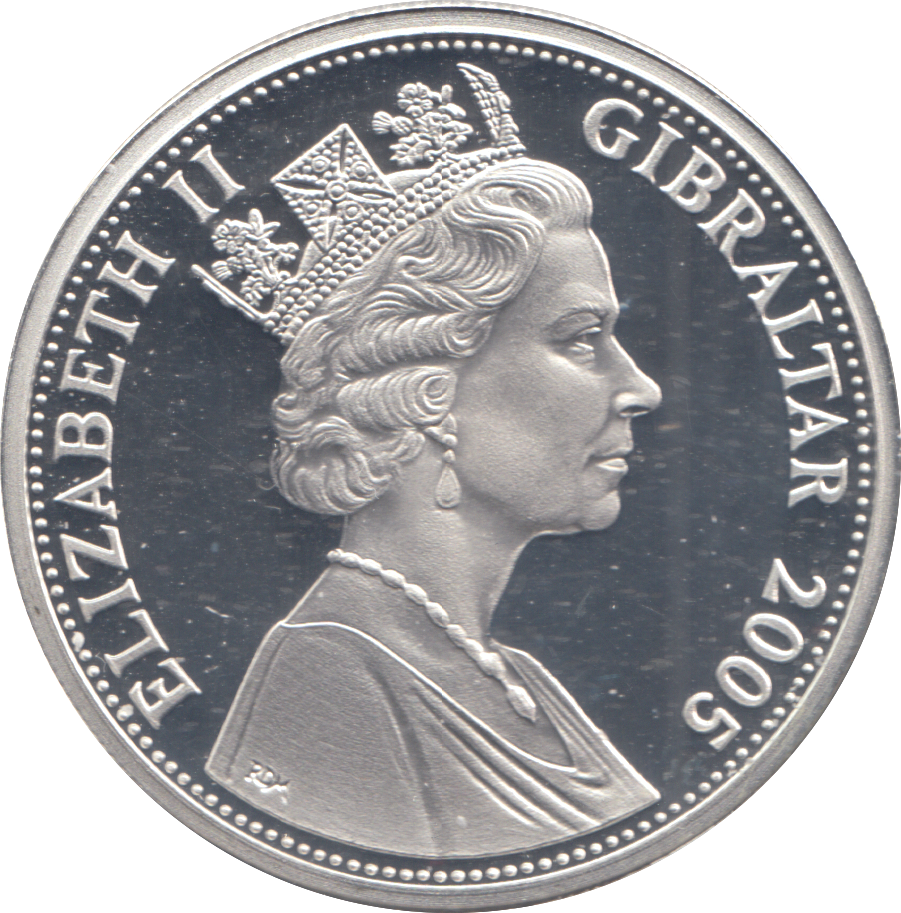 2005 SILVER PROOF TRAFALGAR FIVE POUNDS GIBRALTAR