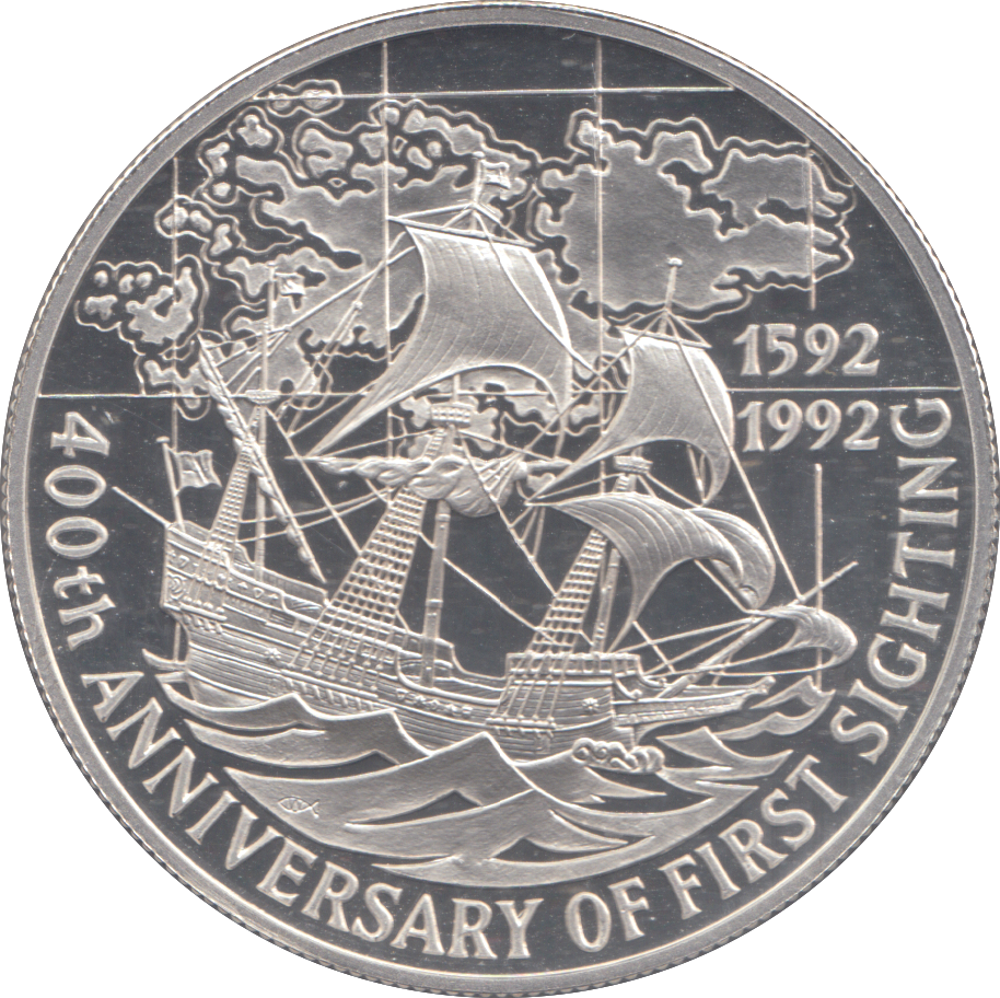 1992 SILVER PROOF FIVE POUND FALKLAND ISLANDS