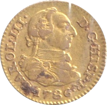 1786 GOLD HALF ESCUDO SPAIN