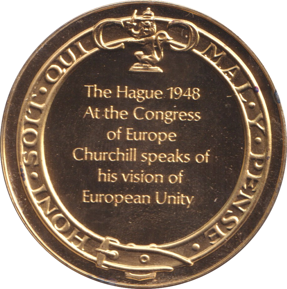 1974 SILVER GOLD PLATED WINSTON CHURCHILL THE HAGUE MEDALLION