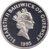 1995 SILVER PROOF FIVE POUNDS BAILIWICK OF GUERNSEY