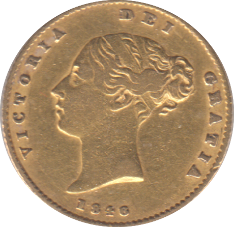 1846 GOLD HALF SOVEREIGN ( VF )
