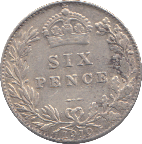1910 SIXPENCE ( GVF )