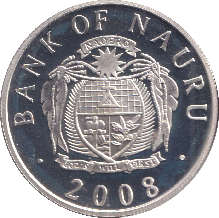 2008 SILVER PROOF FIVE DOLLARS NAURU