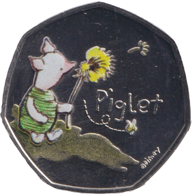 2020 COLOURED WINNIE THE POOH PIGLET 50P BU