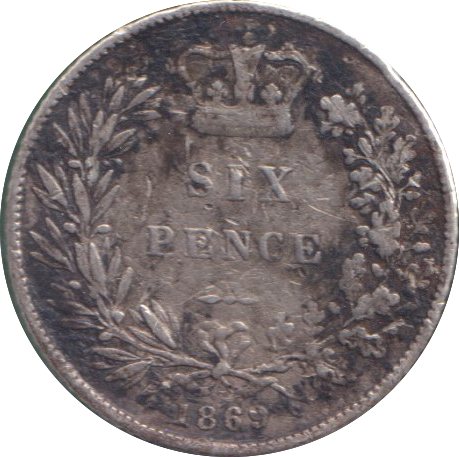 1869 SIX PENCE ( GF )